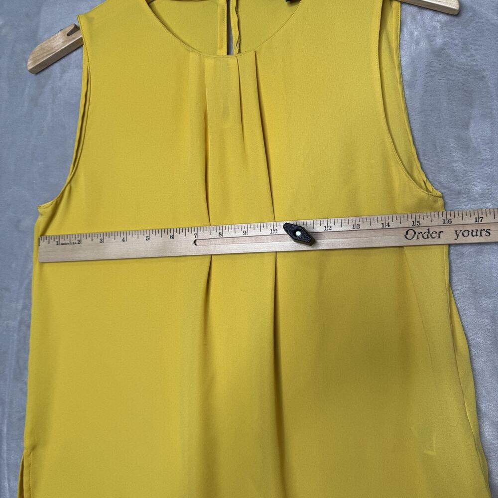 Banana Republic Sleeveless Blouse Womens XS Yellow Black Trim Layered Top - Picture 5 of 9